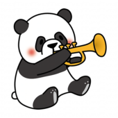 ラッパを吹くパンダ