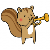 ラッパを吹くリス