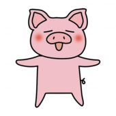 幸せそうに両手を広げるぶた