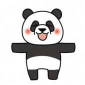 幸せそうに両手を広げるパンダ