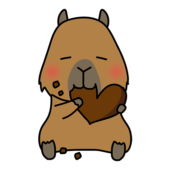 バレンタインのチョコレートを食べるカピバラ