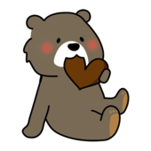 バレンタインのチョコレートを食べるクマ