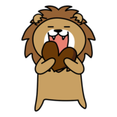 バレンタインのチョコレートを食べるライオン