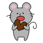バレンタインのチョコレートを食べるネズミ