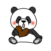 バレンタインのチョコレートを食べるパンダ