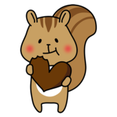 バレンタインのチョコレートを食べるリス