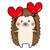 ハートの風船を持っているハリネズミ