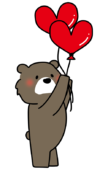 ハートの風船を持っているクマ