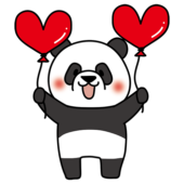 ハートの風船を持っているパンダ