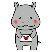 照れながらラブレターを渡すカバ