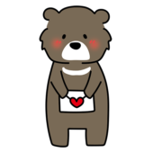 照れながらラブレターを渡すクマ