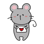 照れながらラブレターを渡すネズミ