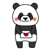 照れながらラブレターを渡すパンダ