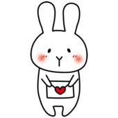 照れながらラブレターを渡す白いうさぎ