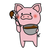 バレンタインのチョコレートを作るぶた