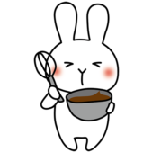 バレンタインのチョコレートを作る白いうさぎ