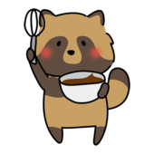 バレンタインのチョコレートを作るタヌキ