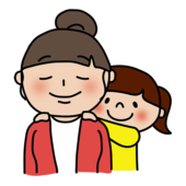 ママの肩たたきをする女の子