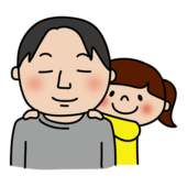 パパの肩たたきをする女の子