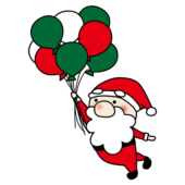 たくさんの風船を持っているお鼻の大きなサンタクロース2