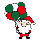 たくさんの風船を持っているお鼻の大きなサンタクロース1