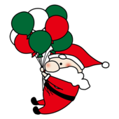 たくさんの風船を持っているお鼻の大きなサンタクロース4