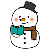 本を読んでいるニンジンの鼻の雪だるま