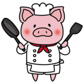 コックさんの格好をしているぶた