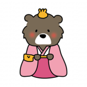 クマの雛人形の三人官女（長柄銚子）