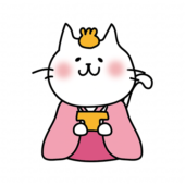 白い猫の雛人形の三人官女（三方）