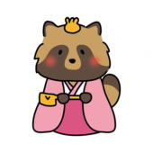 タヌキの雛人形の三人官女（長柄銚子）