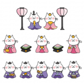 白い猫の雛人形