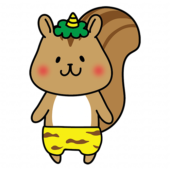 青鬼の格好をしたリス