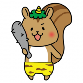 金棒を持っている青鬼の格好をしたリス