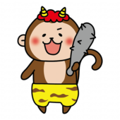 金棒を持っている赤鬼の格好をした猿