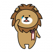 胸にコサージュを付けて泣いているライオン