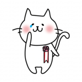 胸にコサージュを付けて泣いている白い猫