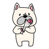 一輪の花を持っているフレンチブルドッグ