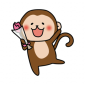 一輪の花を持っている猿