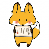 卒業証書を見せているキツネ