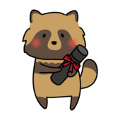 卒業証書を持っているタヌキ