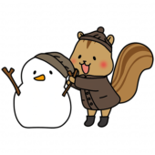 冬服のリスと雪だるま