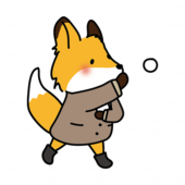 冬服を着て雪合戦をするキツネ