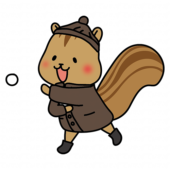 冬服を着て雪合戦をするリス