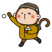 冬服を着て雪合戦をする猿