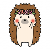 頭に花冠をつけたハリネズミ