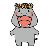 頭に花冠をつけたカバ