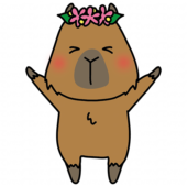 頭に花冠をつけたカピバラ