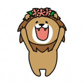 頭に花冠をつけたライオン