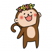 頭に花冠をつけた猿